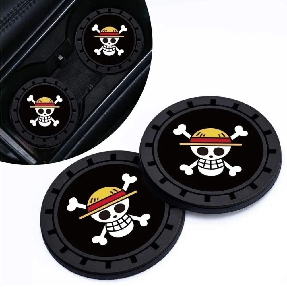 Skull and Crossbones car cup Coasters in black  Set of 2 NWT